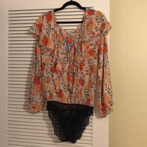 Free People Floral Bodysuit
